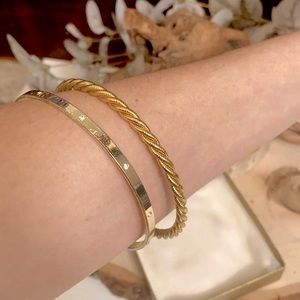 VTG- ‘80s- Set of 2 Bangles- Gold & Flat Band CZ Studded